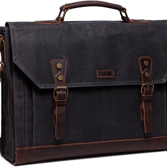 Messenger Bag for Men,Vintage Canvas Leather Canvas Laptop Satchel Shoulder Bag - Picture 1 of 8